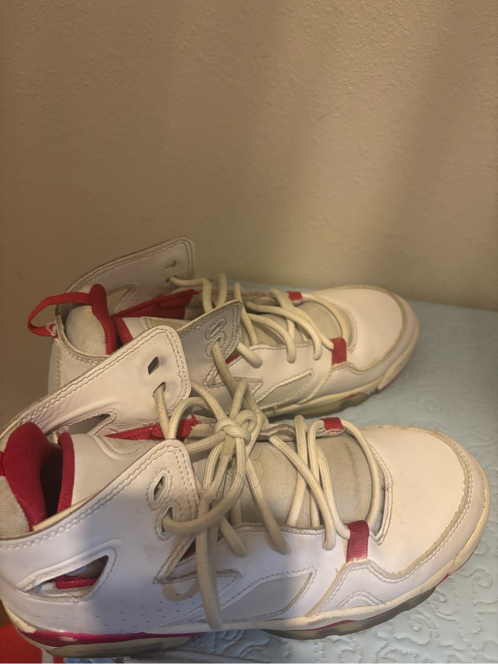 Jordan Kids White and Red Mid-Top Sneakers